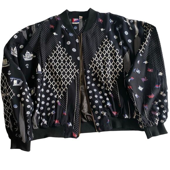 Vintage 90s Tail Mixed Media Print Bomber Jacket - Picture 3 of 7